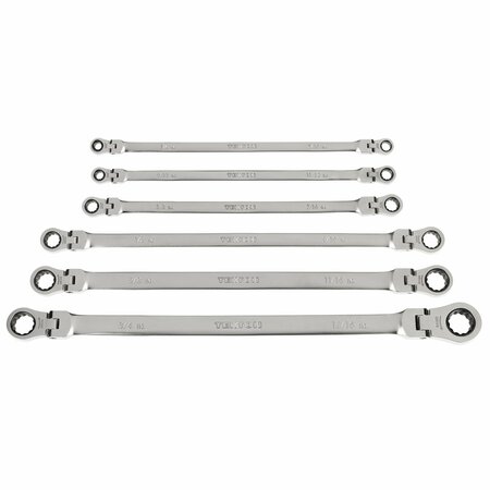 TEKTON Long Flex Head 12-Point Ratcheting Box End Wrench Set, 6-Piece 1/4-13/16 in. WRB96000